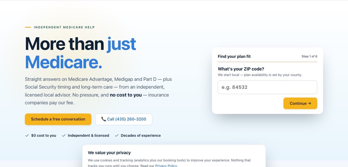 Example agent website: Medicare On Main