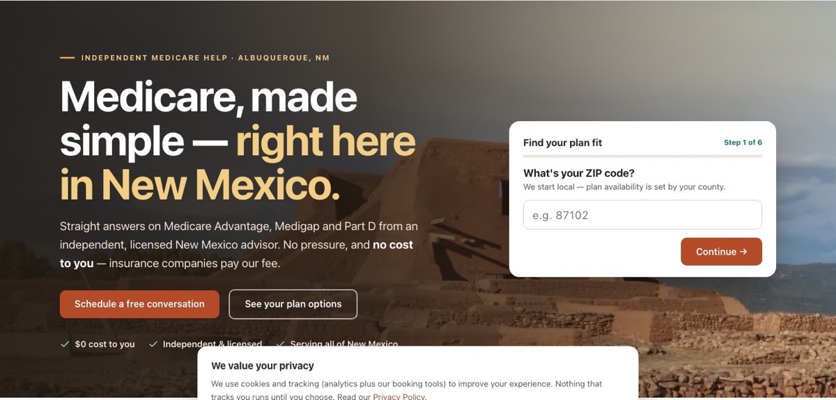 Example agent website: New Mexico Medicare Help